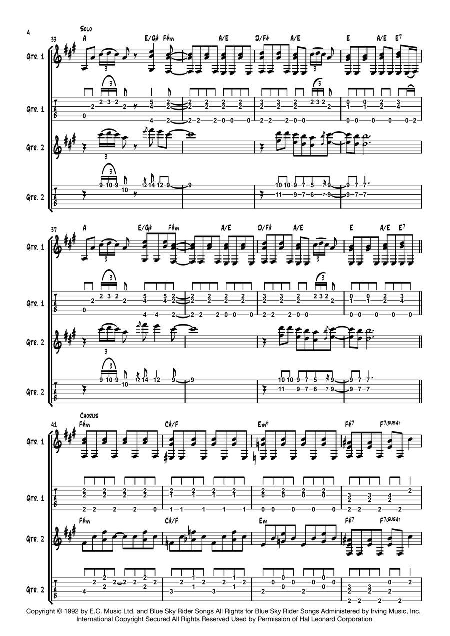 Tears In Heaven Guitar Tablature scores gallery preview page 4