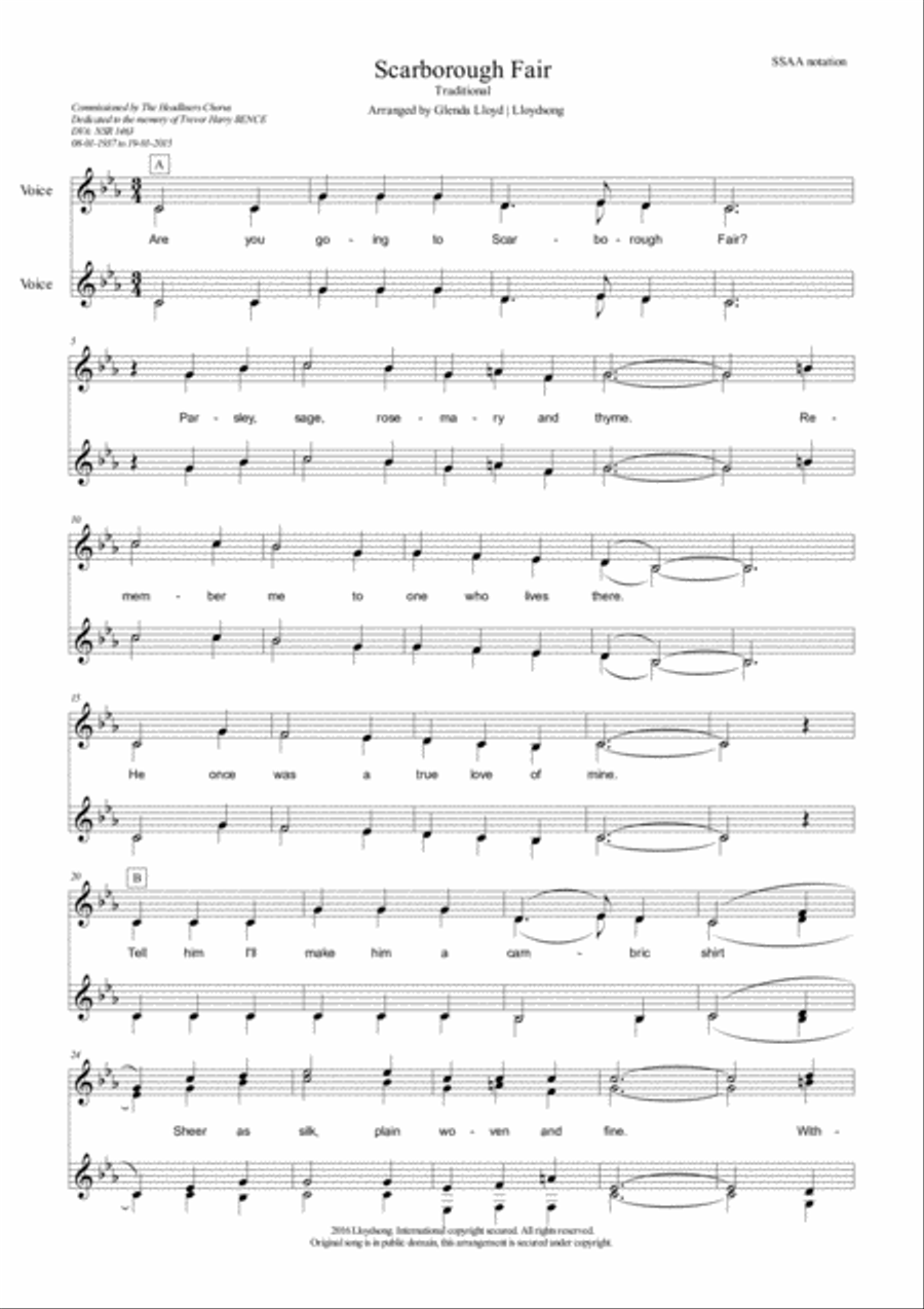 Scarborough Fair - SSAA SSAA scores gallery preview page 1