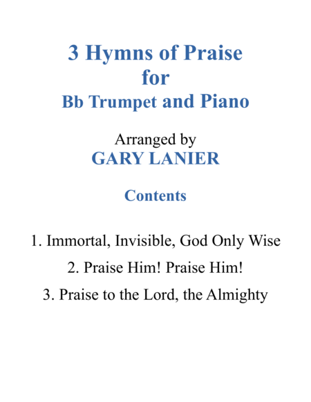 Gary Lanier: 3 HYMNS of PRAISE (Duets for Bb Trumpet & Piano) image number null