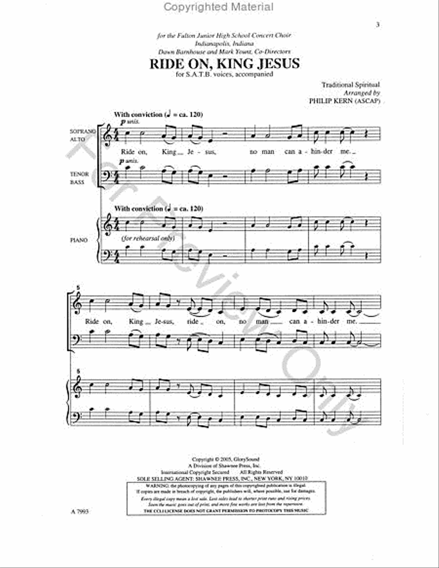 Ride On, King Jesus Ride On, King Jesus 4-Part scores gallery preview page 2