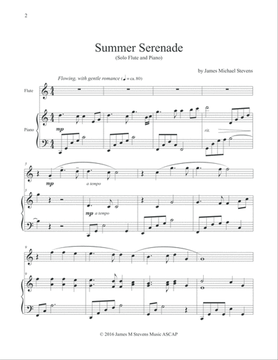 Summer Serenade (Solo Flute & Piano) Flute Solo scores gallery preview page 2