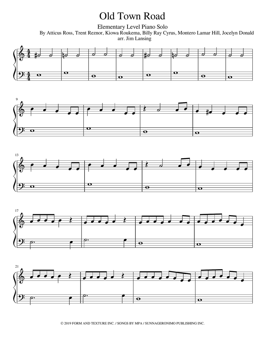 Old Town Road (remix) Piano Method scores gallery preview page 2