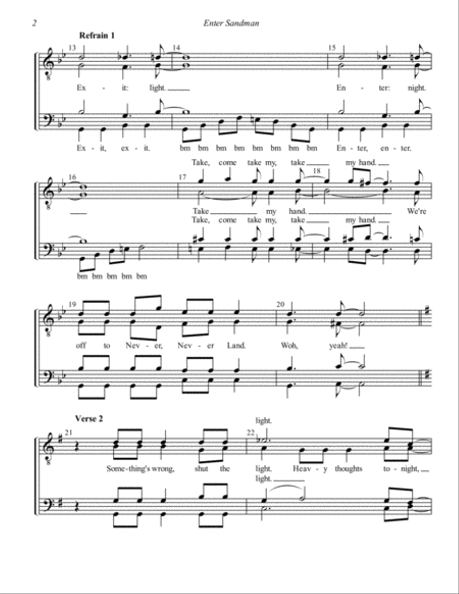 Enter Sandman Enter Sandman TTBB scores gallery preview page 2
