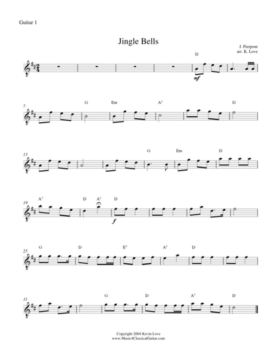 Jingle Bells (Guitar Quartet) - Score and Parts image number null
