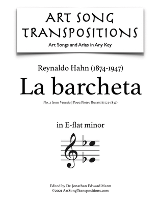 HAHN: La barcheta (transposed to E-flat minor)