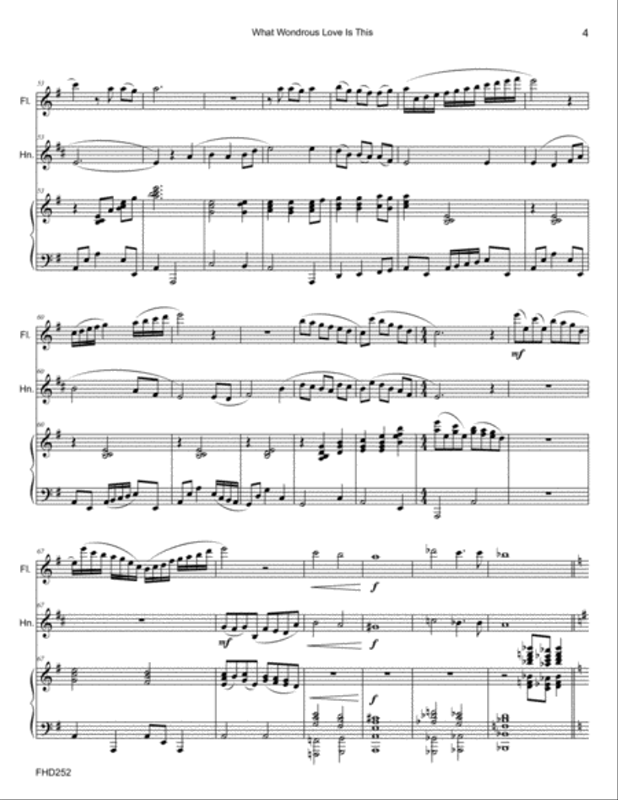 WHAT WONDROUS LOVE IS THIS - FLUTE & HORN with Piano Accompaniment Small Ensemble scores gallery preview page 4