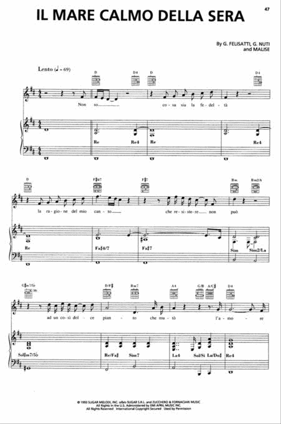 The Andrea Bocelli Song Album Piano, Vocal, Guitar scores gallery preview page 2