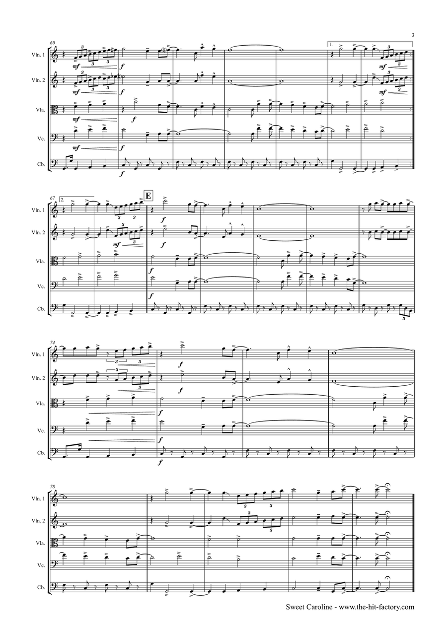 Sweet Caroline String Orchestra scores gallery preview page 3