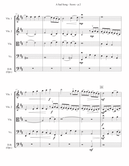 A Sad Song - String Quartet/Ensemble image number null