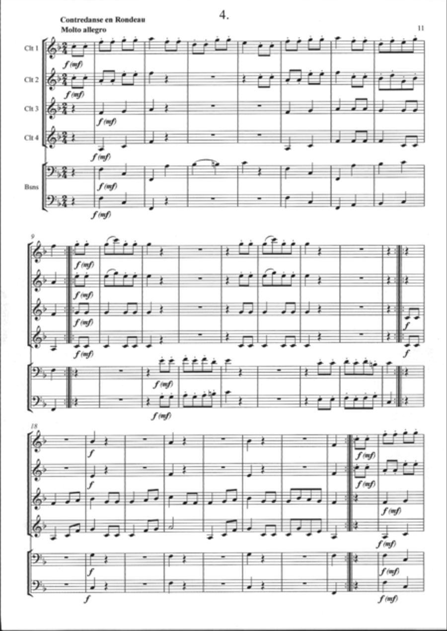 Mozart - Divertimento No. 8 K2i3 Clarinet Quartet scores gallery preview page 5