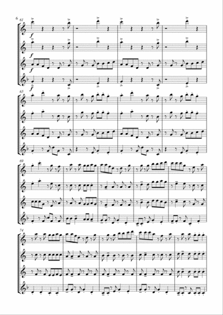 Take On Me Woodwind Quartet scores gallery preview page 6