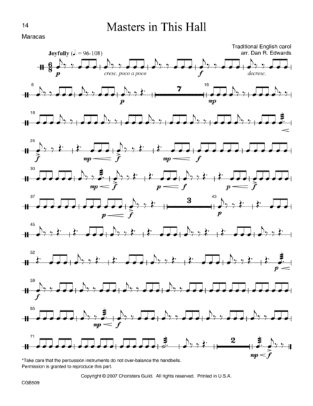 Masters In This Hall - Full Score and Percussion Parts image number null