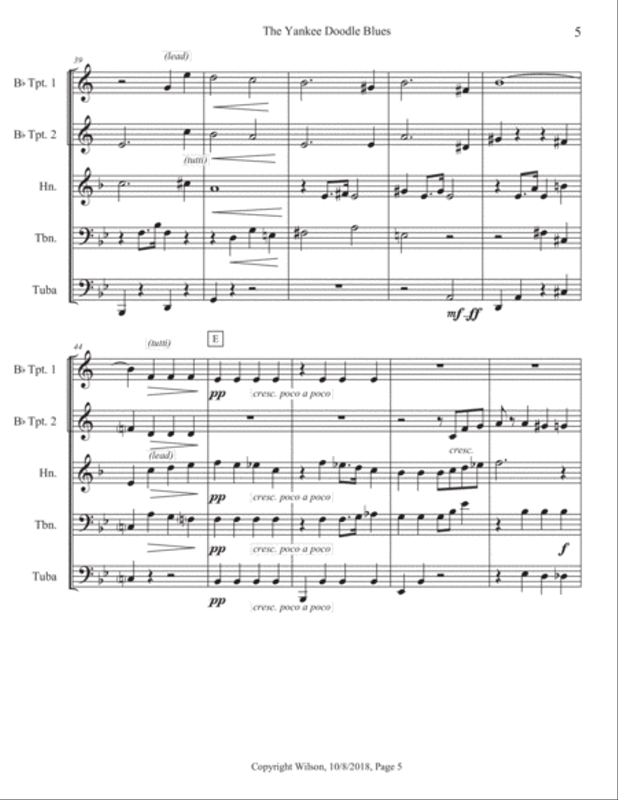 The Yankee Doodle Blues Brass Quintet scores gallery preview page 6