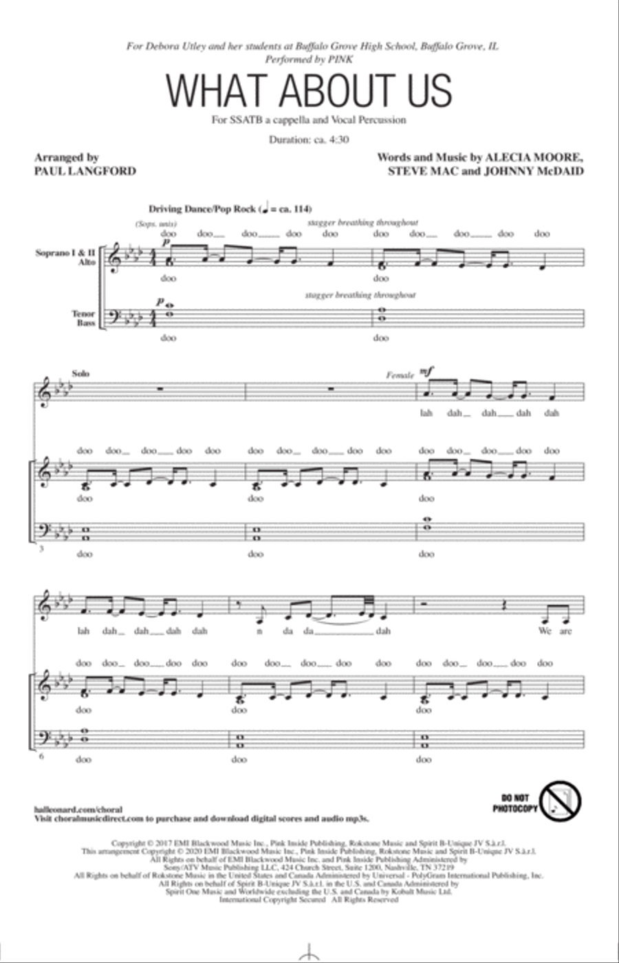 What About Us (arr. Paul Langford) 4-Part scores gallery preview page 1