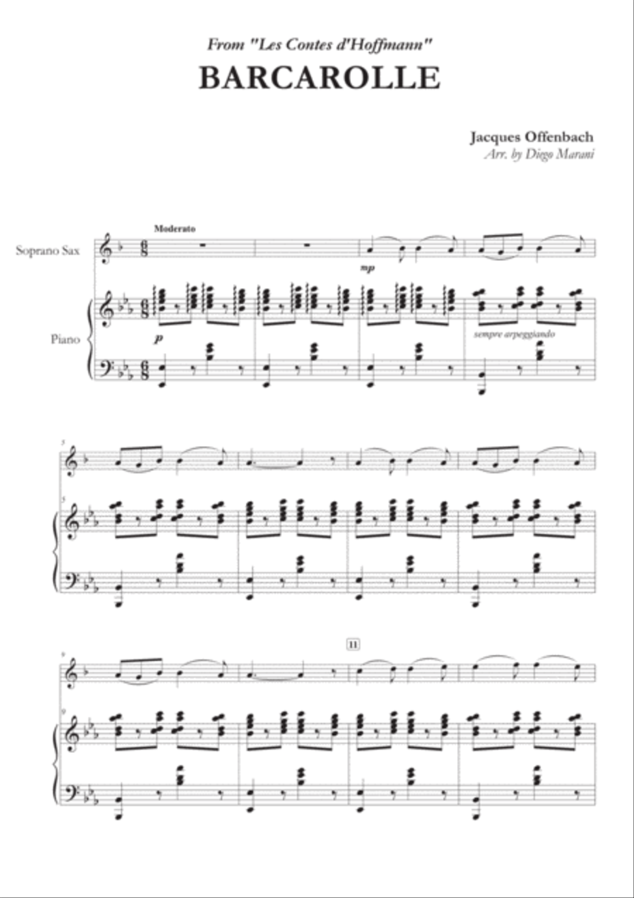 Offenbach's Barcarolle for Soprano Saxophone and Piano Chamber Music scores gallery preview page 2