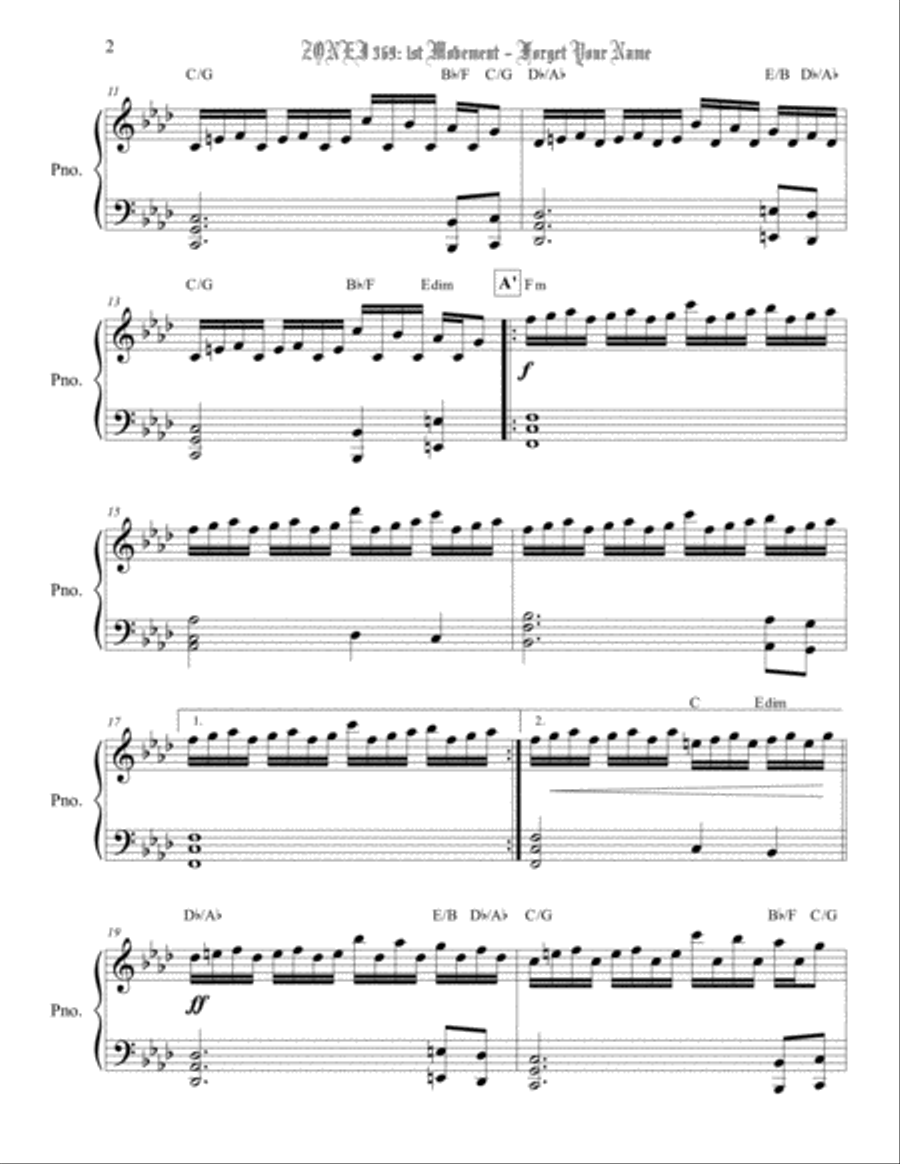 Zonei 369: 1st Movement - Forget Your Name - Piano Score Piano Solo scores gallery preview page 3