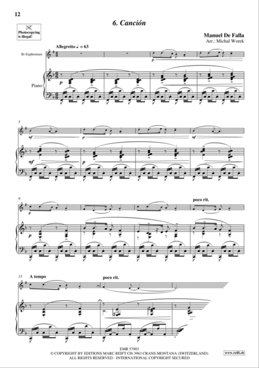 7 Popular Spanish Songs Euphonium scores gallery preview page 9
