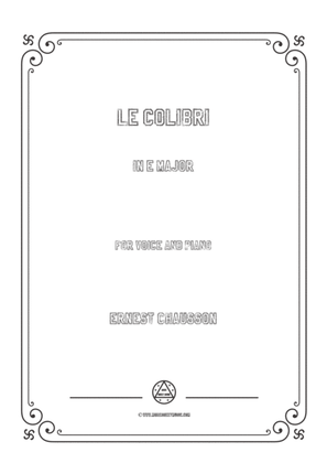 Book cover for Chausson-Le colibri in E Major,for voice and piano