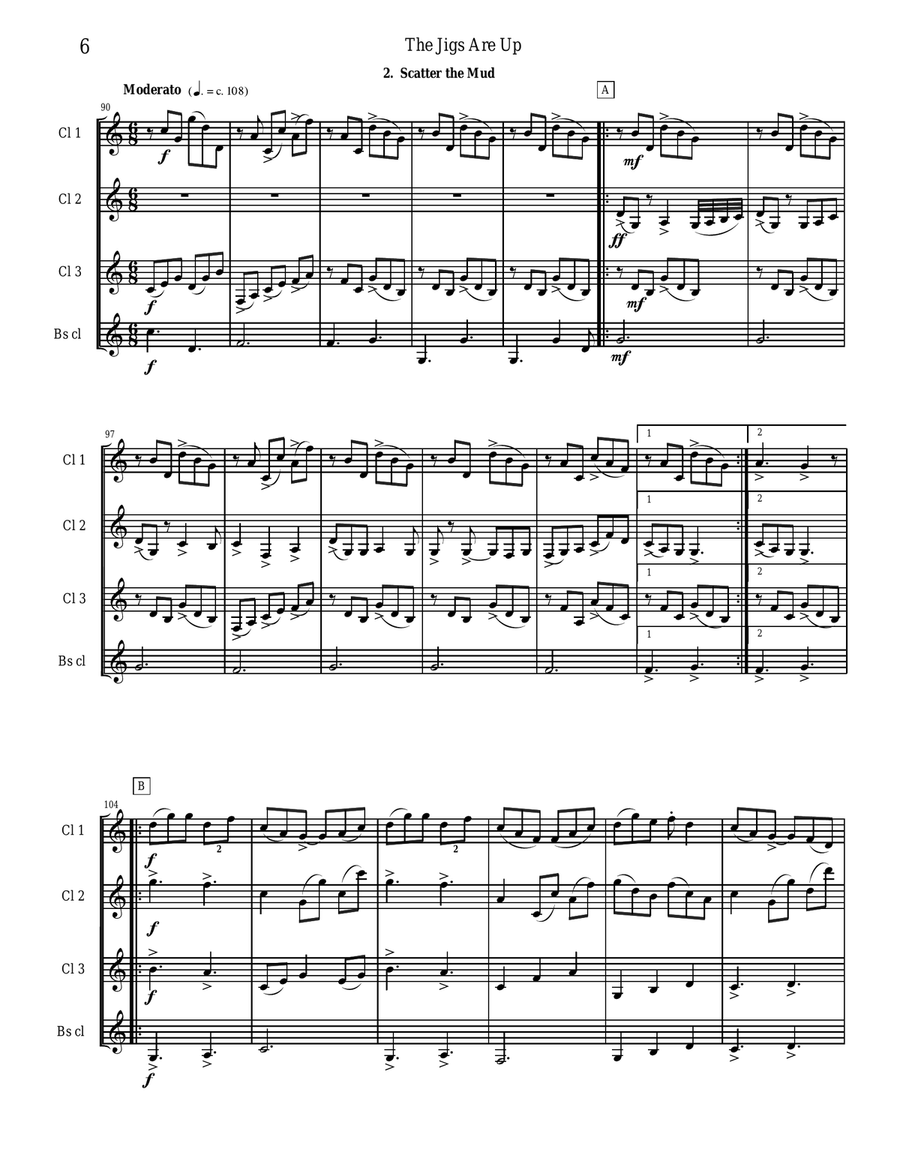 The Jigs are Up - Celtic Music for Clarinet Quartet Clarinet Quartet scores gallery preview page 6