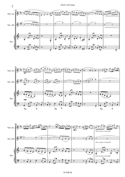 South wind tango pour soprano sax, alto sax & piano