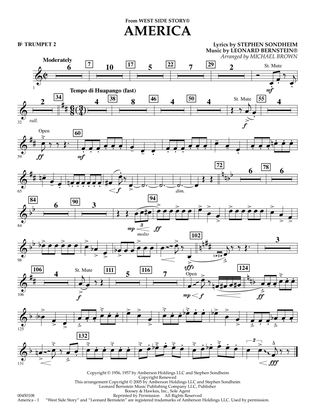 America (from West Side Story) (arr. Michael Brown) - Bb Trumpet 2