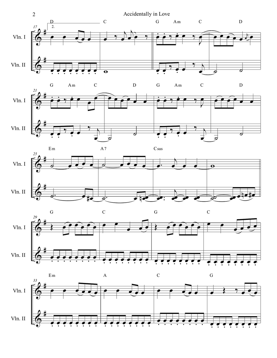Accidentally In Love String Duet scores gallery preview page 2
