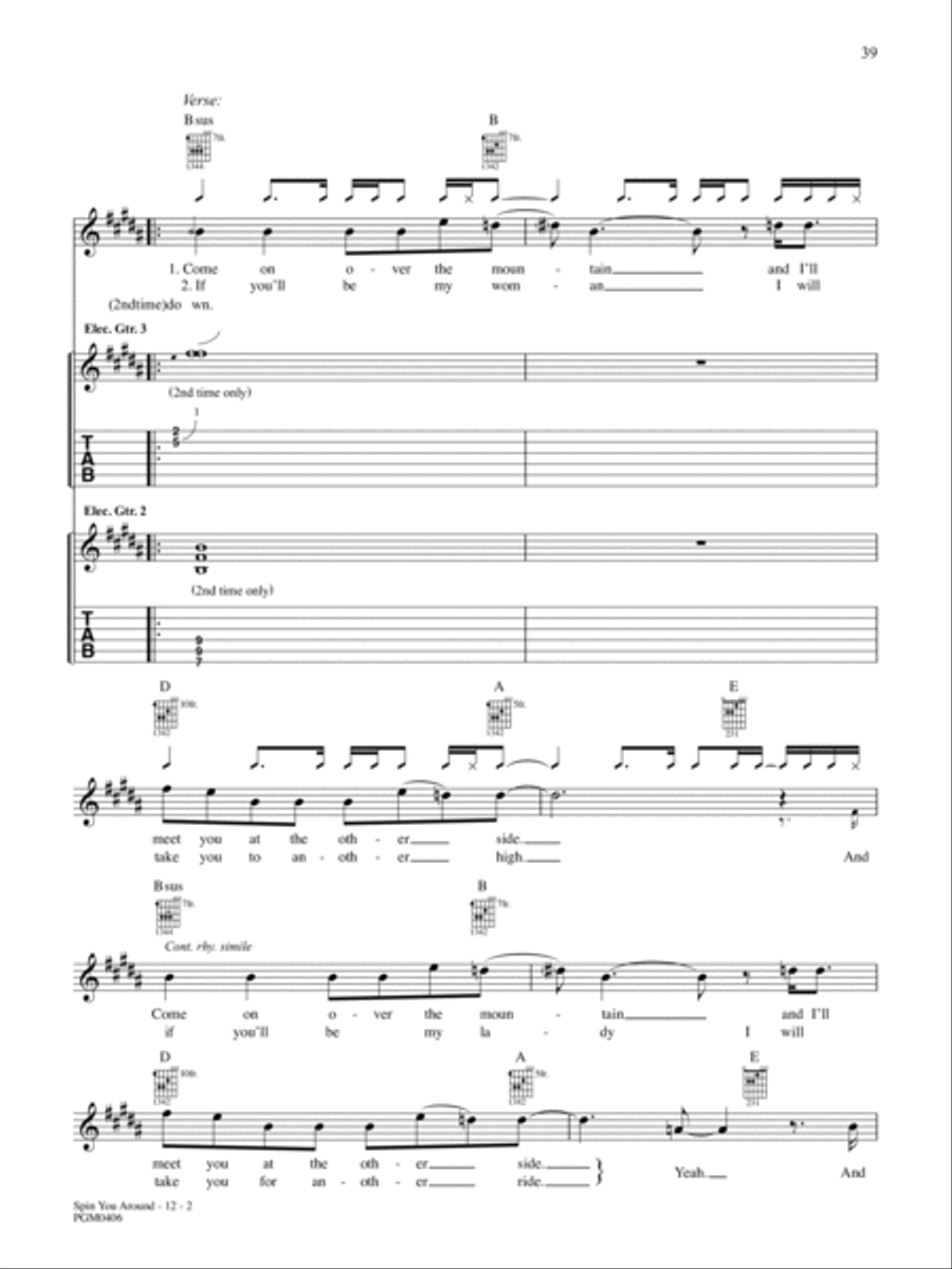 Spin You Around Guitar Tablature scores gallery preview page 2