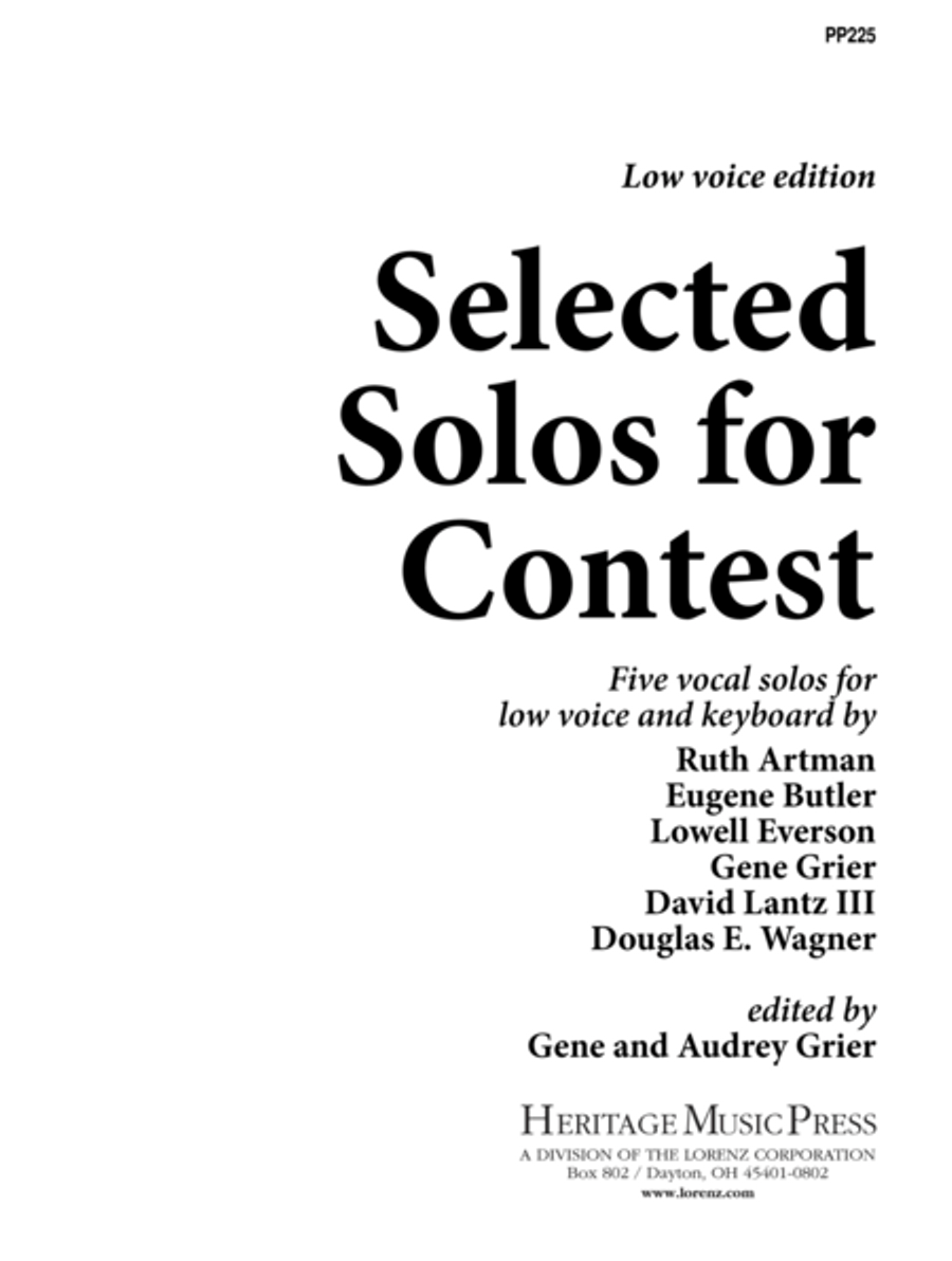 Selected Solos for Contest - Low Voice Low Voice scores gallery preview page 1