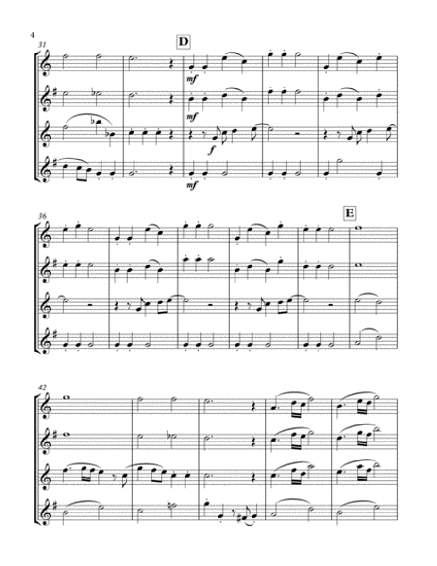 Wonderful Christmastime Woodwind Quartet scores gallery preview page 5