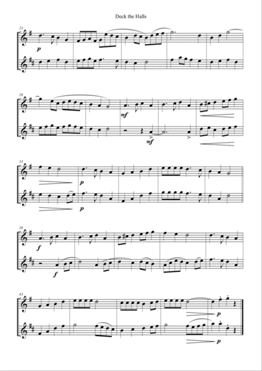 Deck the Halls - Duet for any combination of different Saxophones Woodwind Duet scores gallery preview page 3