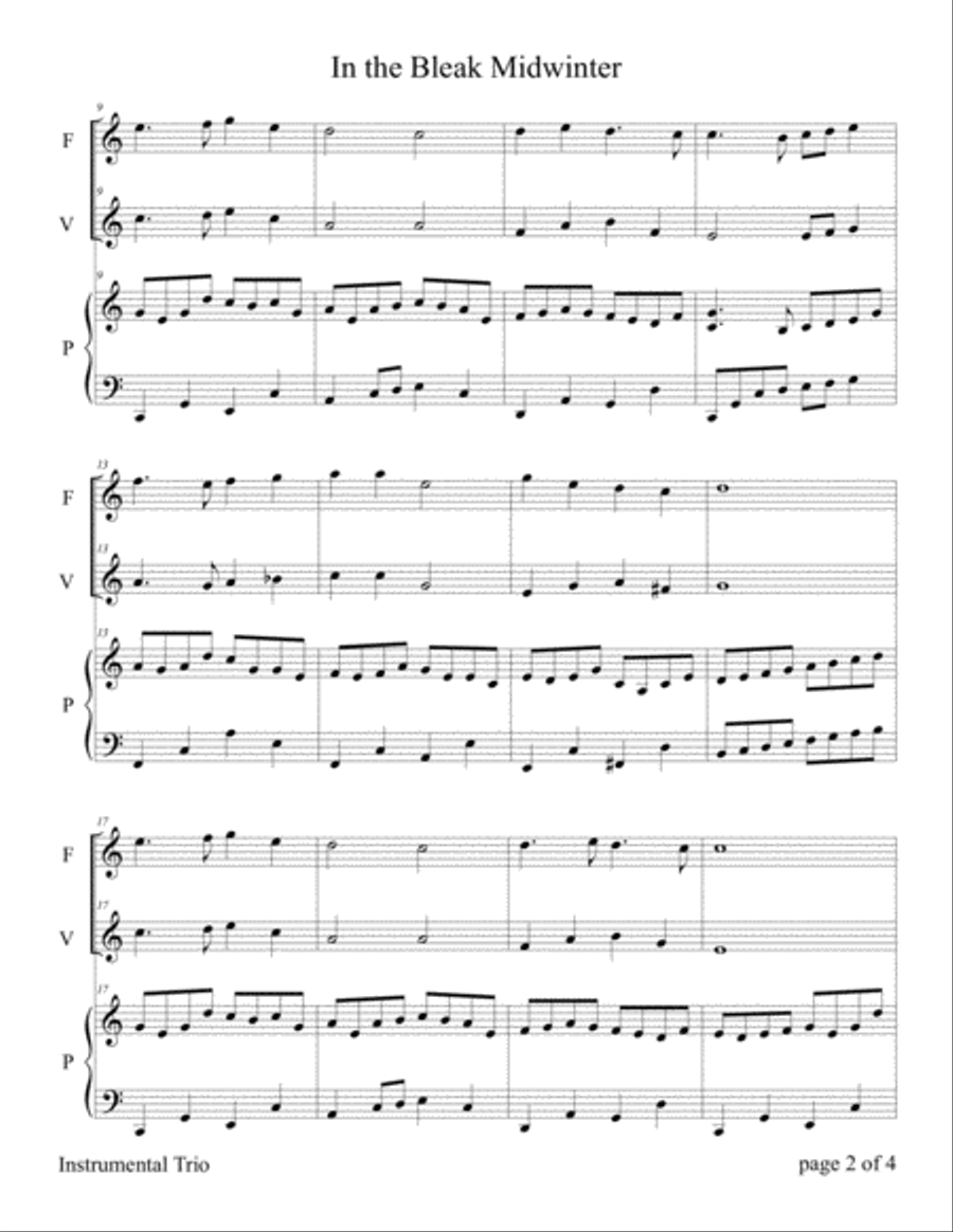 In the Bleak Midwinter (for Flute and/or Violin Duet with Piano accompaniment) Flute scores gallery preview page 5