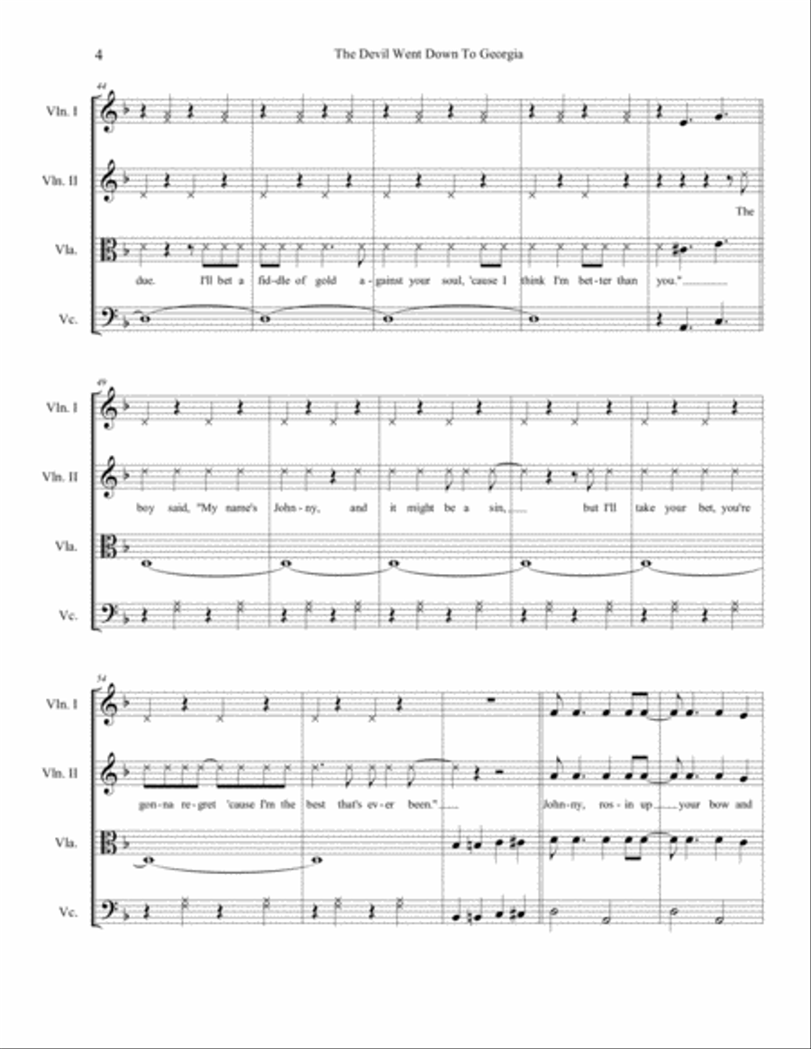 The Devil Went Down To Georgia String Quartet scores gallery preview page 5
