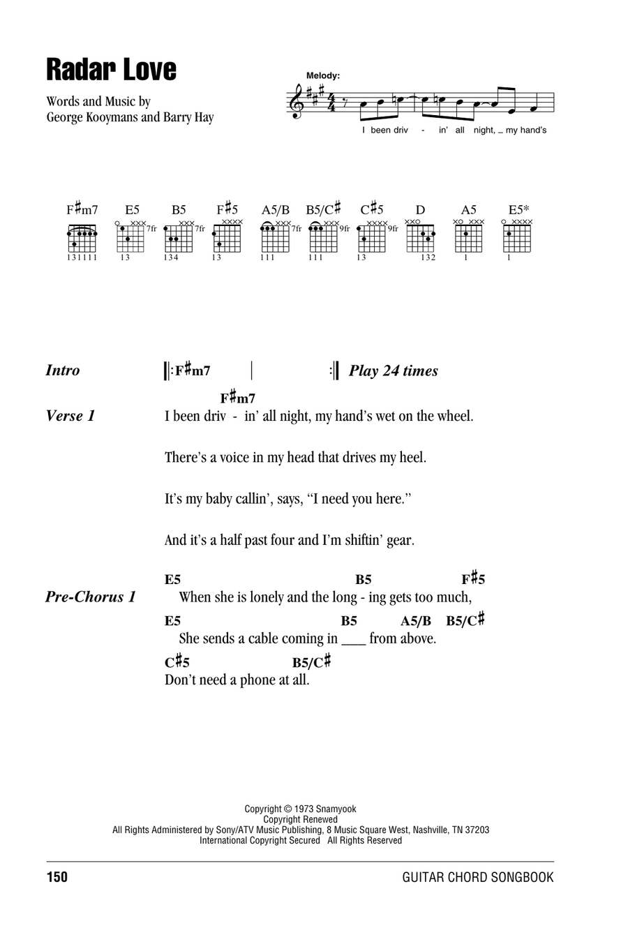 Radar Love Radar Love Acoustic Guitar scores gallery preview page 1