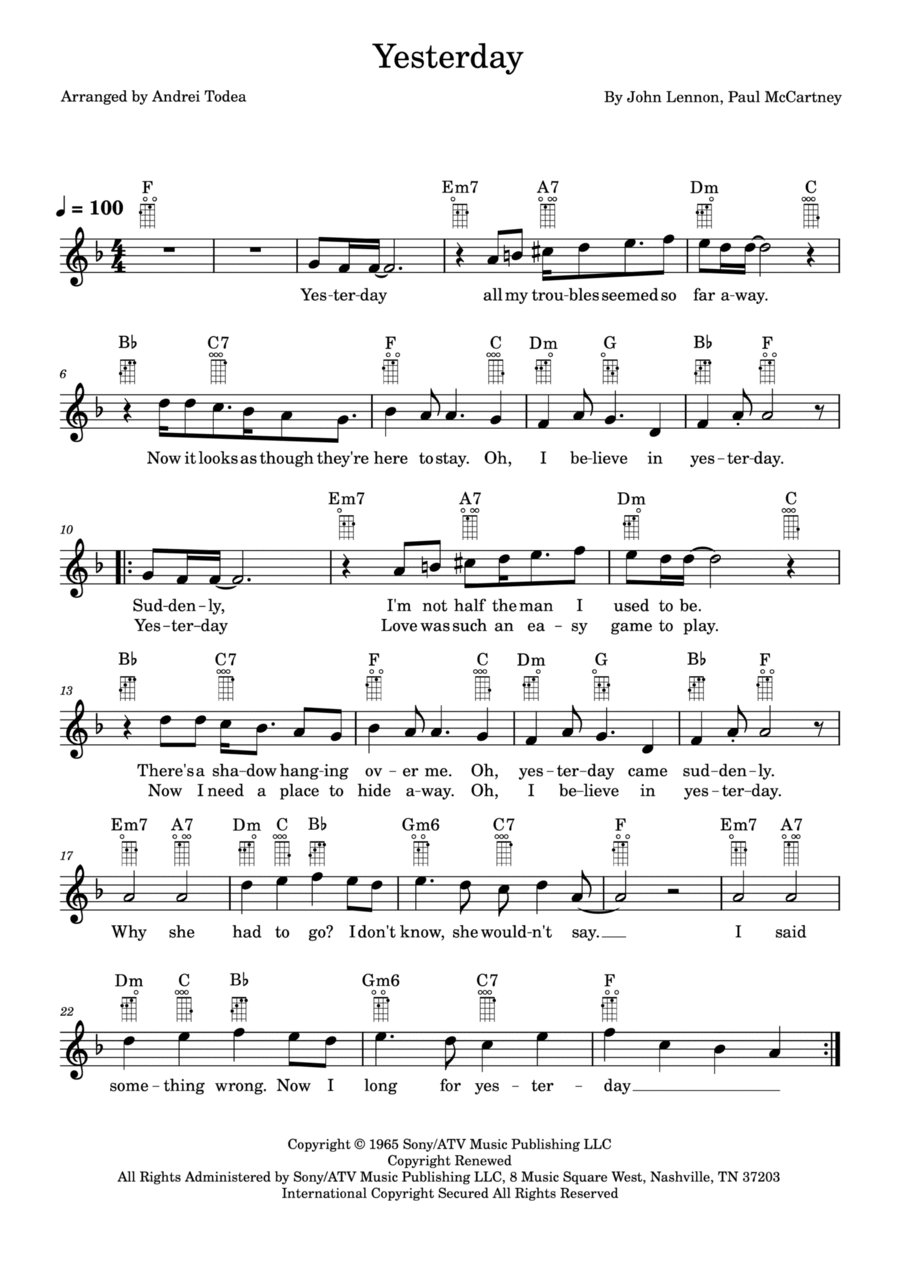 Yesterday Chamber Music scores gallery preview page 1