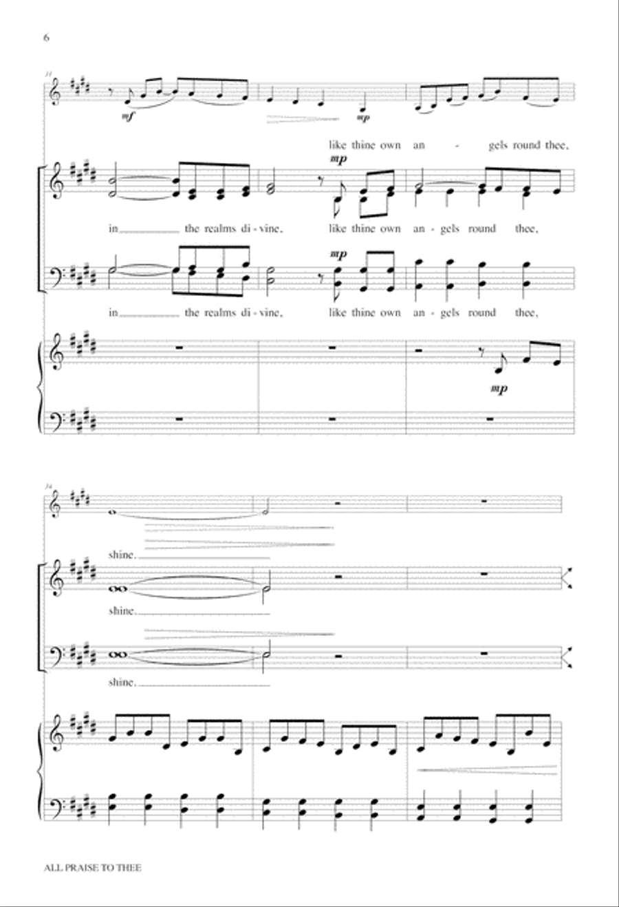 All Praise to Thee 4-Part scores gallery preview page 6