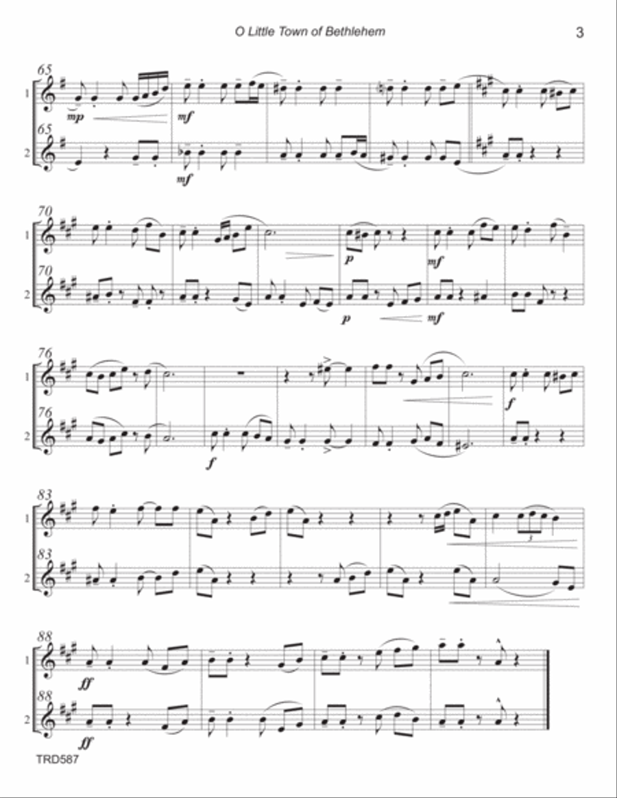 O LITTLE TOWN OF BETHLEHEM - TRUMPET DUET (unaccompanied) Trumpet Duet scores gallery preview page 3