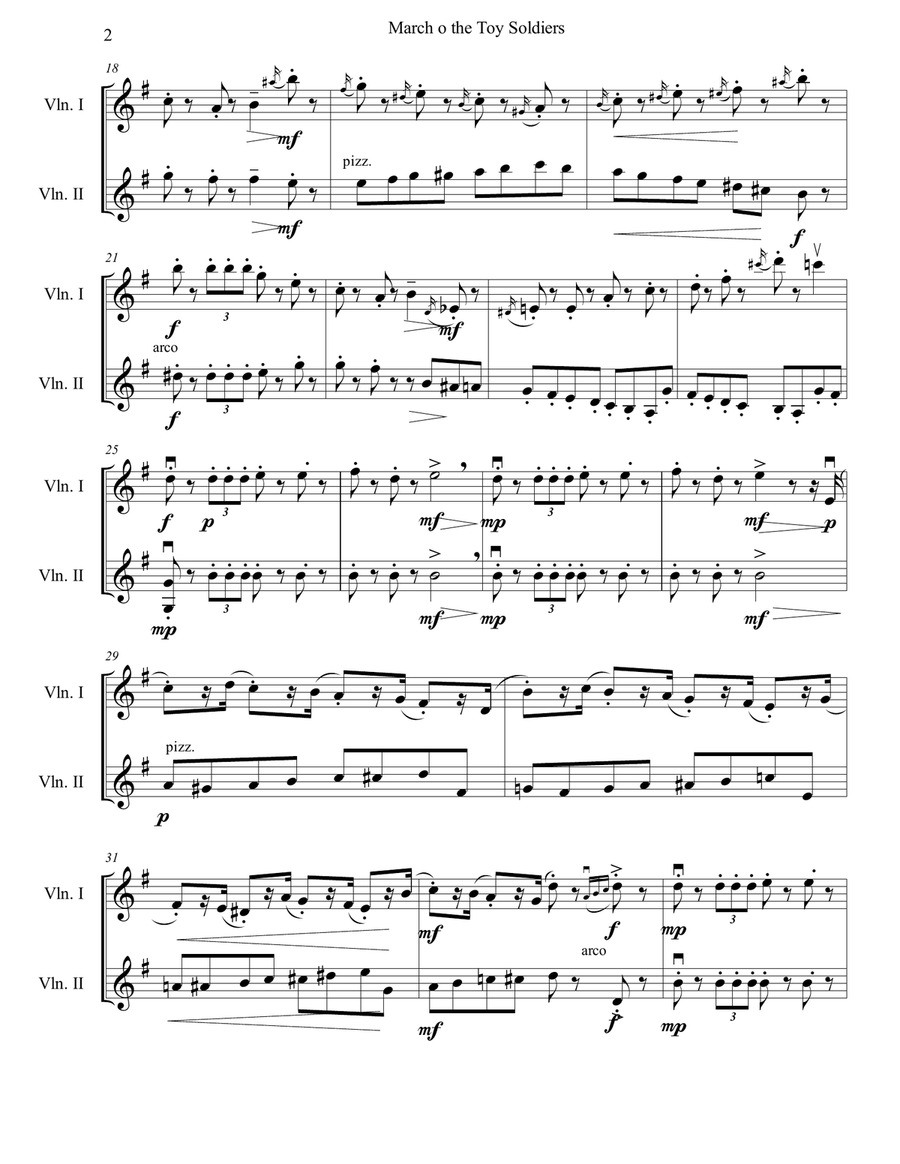 March of the Toy Soldiers from the Nutcracker for Two Violins String Duet scores gallery preview page 3