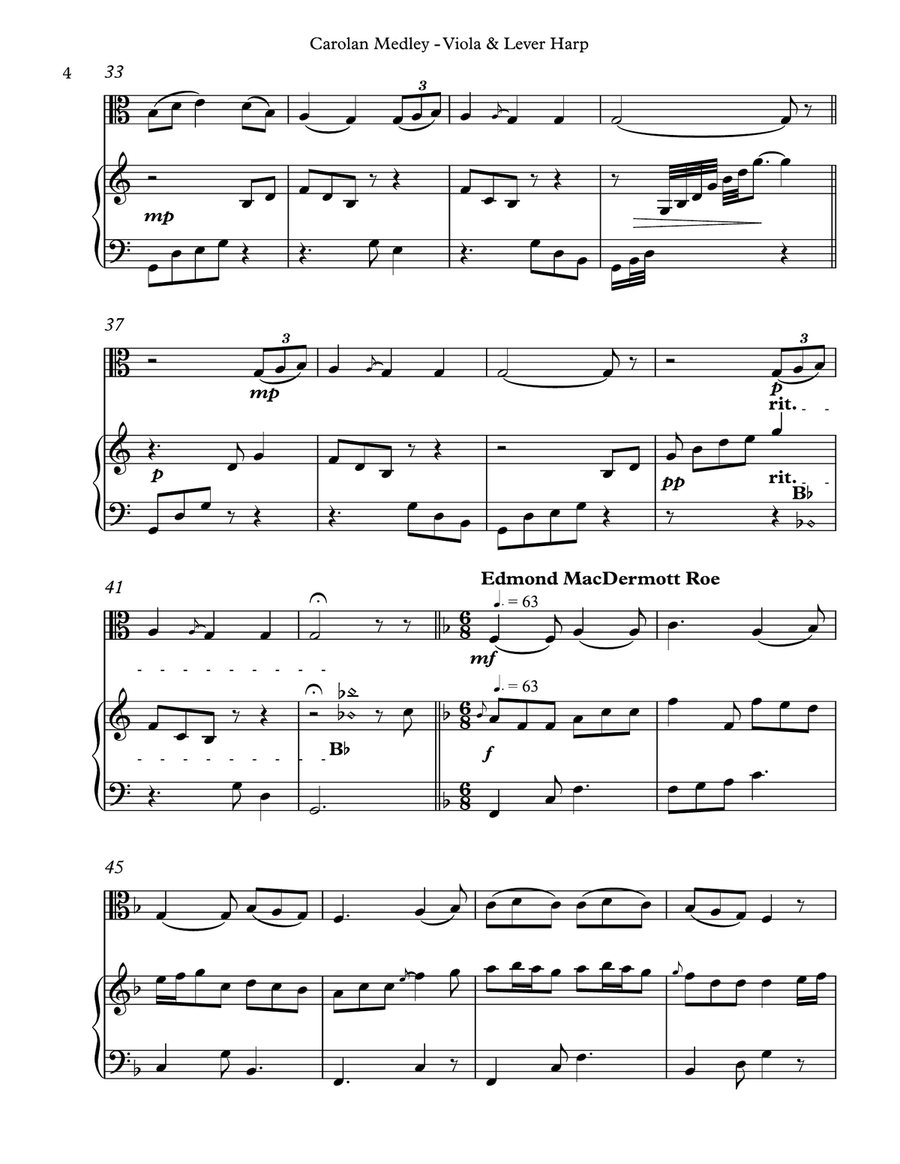 Carolan Medley, Duet for Viola & Lever Harp String Duet scores gallery preview page 4