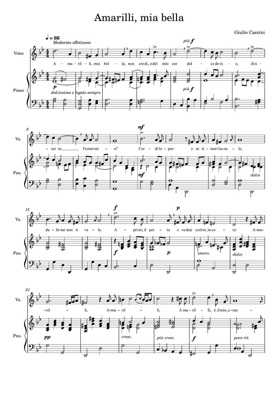 Amarilli, mia bella - G Minor Voice Solo scores gallery preview page 2