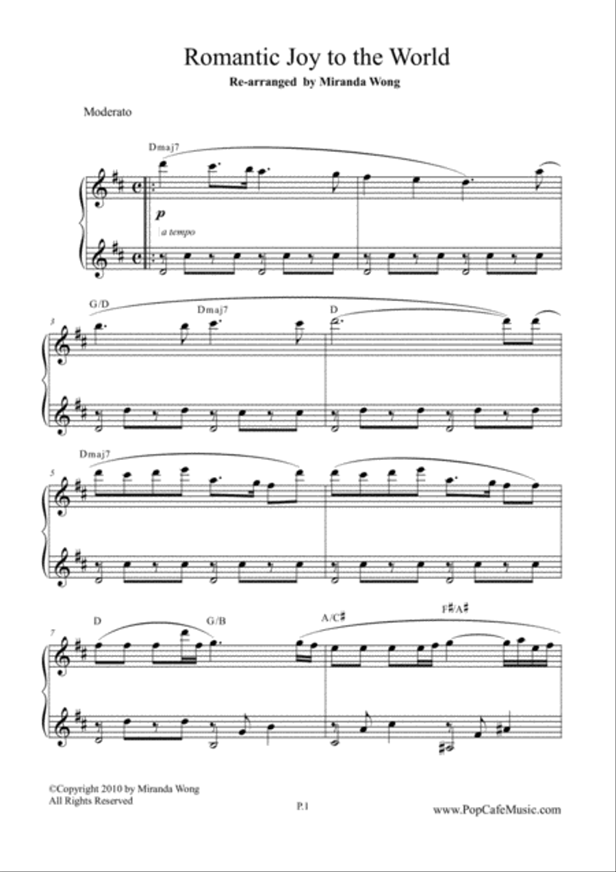 Joy to the World - Romantic Christmas Piano Solo Easy Piano scores gallery preview page 2