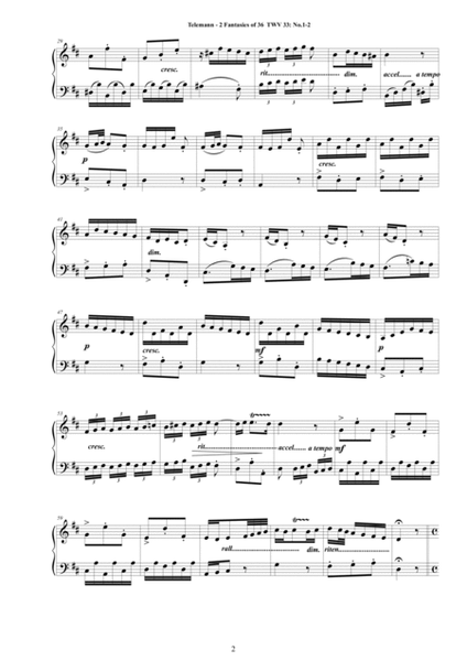 Telemann - 2 Fantasies TWV 33 No.1-2 of 36 for Piano image number null