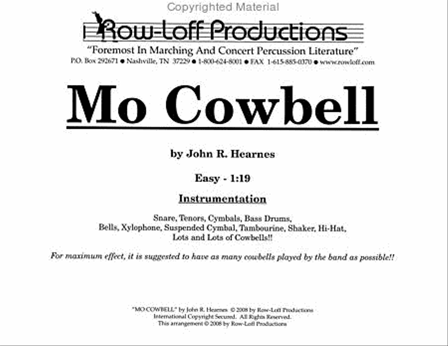 Mo Cowbell Mo Cowbell Percussion Ensemble scores gallery preview page 2
