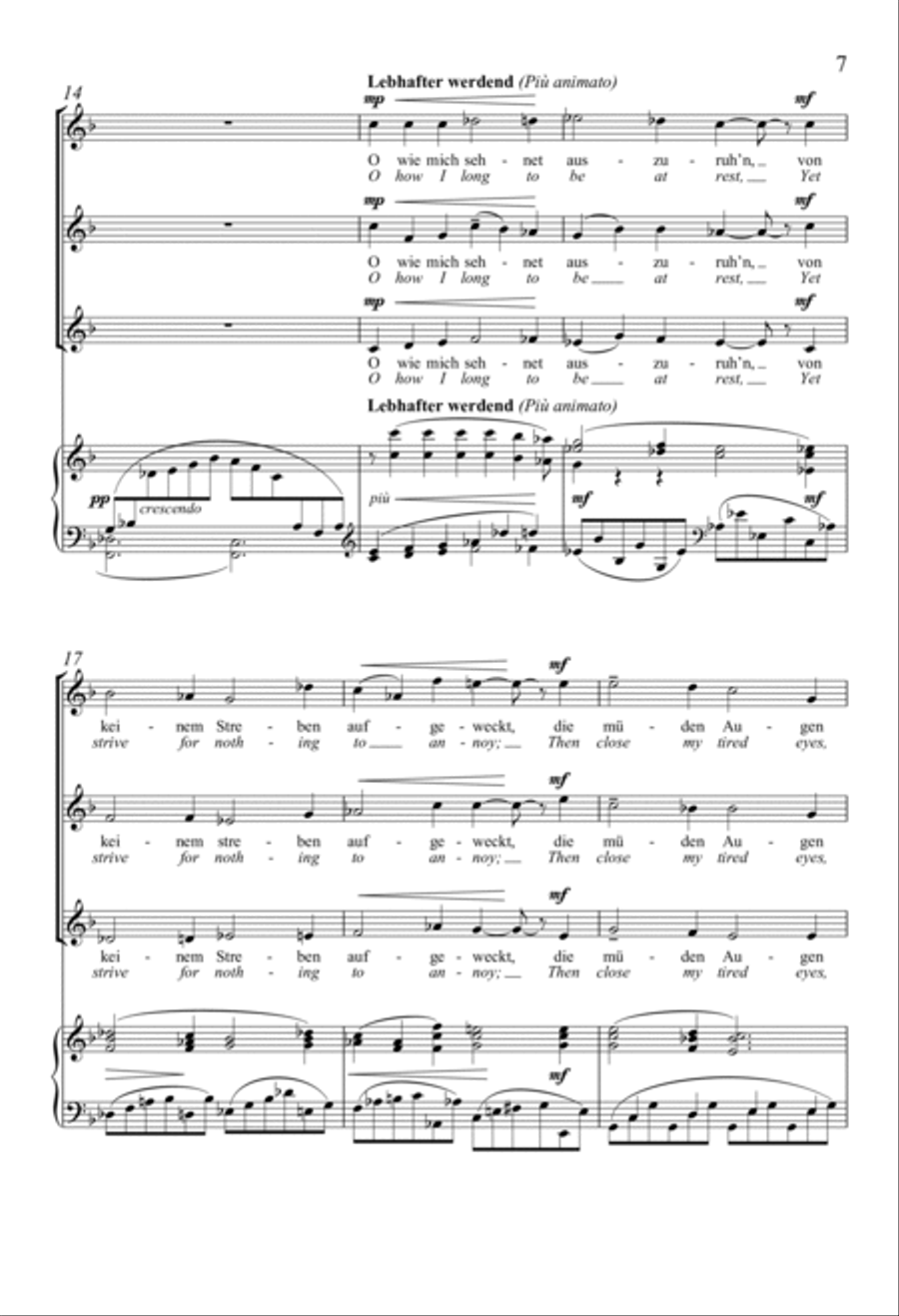 O wüsst’ ich doch den Weg zurück (O That I Knew the Way Back Home) SSA scores gallery preview page 6
