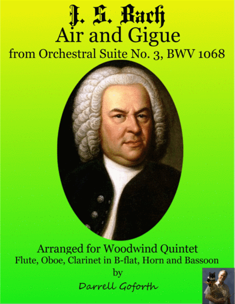 Bach: Air and Gigue from the Orchestral Suite No. 3 in D Major for Woodwind Quintet Small Ensemble scores gallery preview page 1