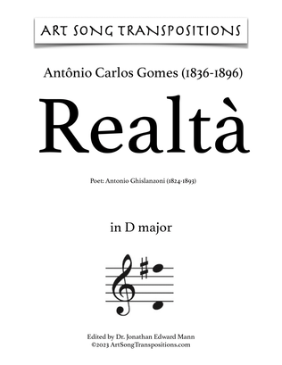 Book cover for GOMES: Realtà (transposed to D major)