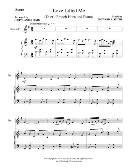 LOVE LIFTED ME (Duet – French Horn and Piano/Score and Parts) image number null