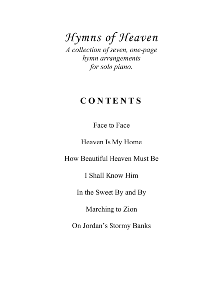 Hymns of Heaven (A Collection of One-Page Hymns for Solo Piano) image number null