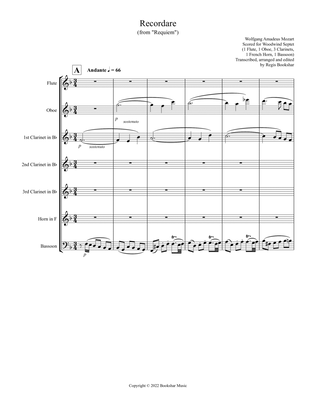 Recordare (from "Requiem") (F) (Woodwind Septet - 1 Flute, 1 Oboe, 3 Clar, 1 Hrn, 1 Bassoon)