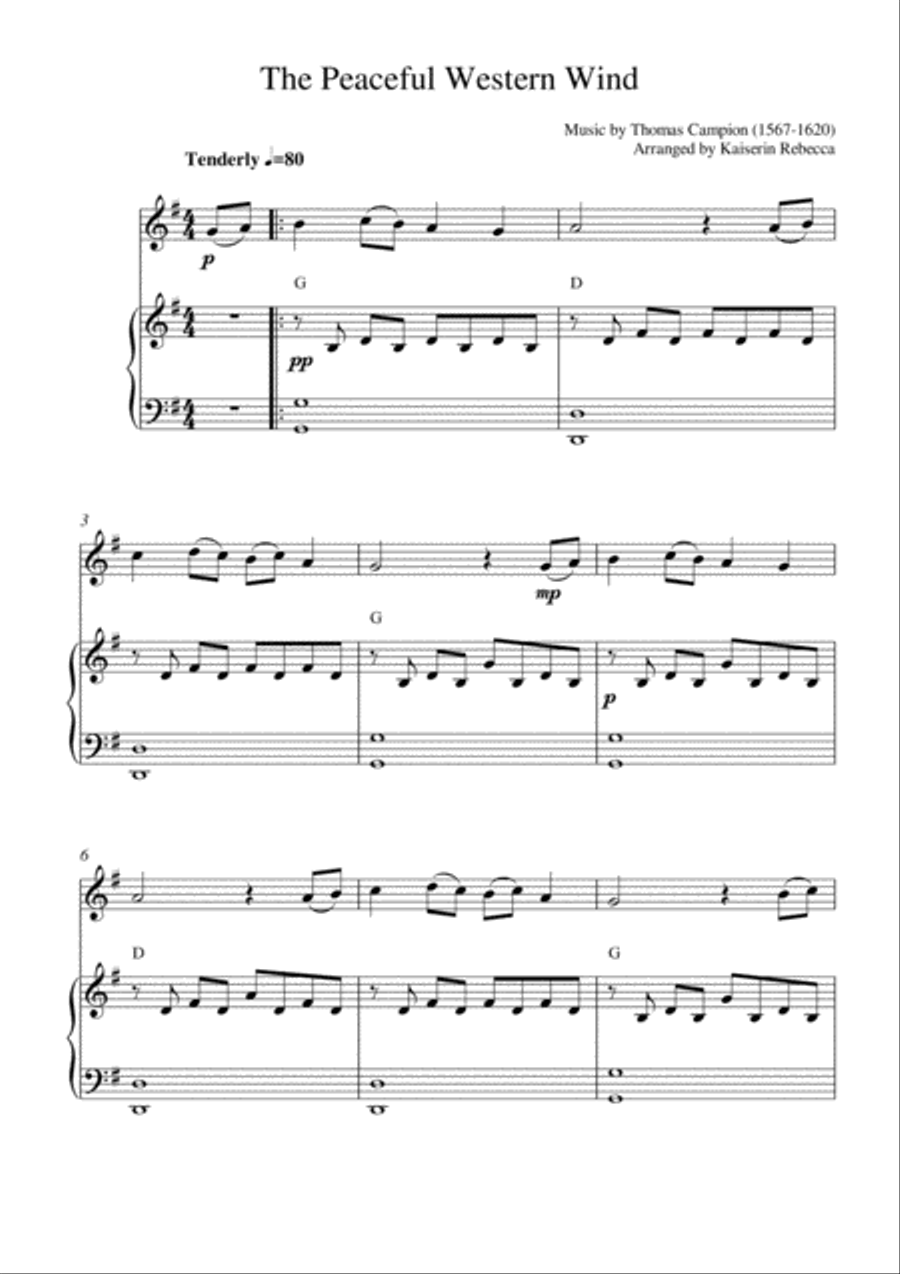 The Peaceful Western Wind Violin Solo scores gallery preview page 1