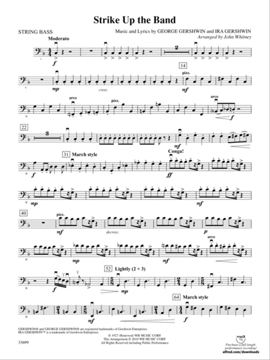 Strike Up the Band: String Bass Full Orchestra scores gallery preview page 1